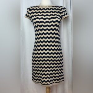 Lilly Pulitzer Santana Dress XS Navy Metallic Chevron Zig Zag Merino Wool Knit